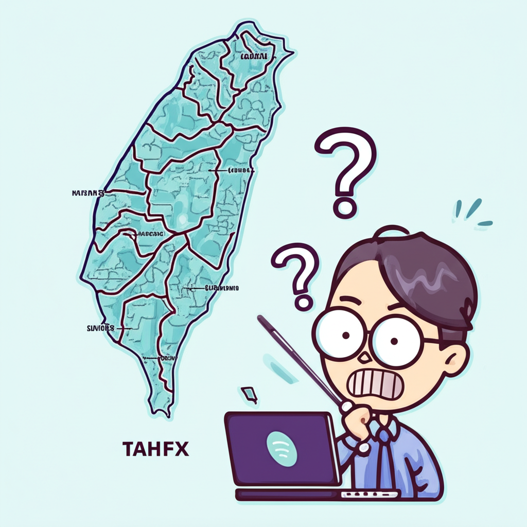 台灣地圖上無ATFX實體據點，僅能透過線上平台接觸的示意圖