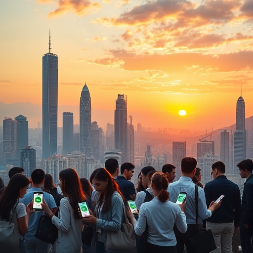 香港夕陽下的城市景觀,展現金融中心的繁華夜色