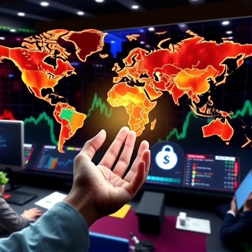 全球金融市場動態場景,螢幕跑滿外匯與股指價格