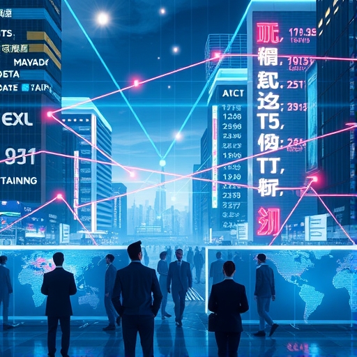 2025年台灣未來感金融城市景觀，象徵金融科技與外匯交易的融合發展