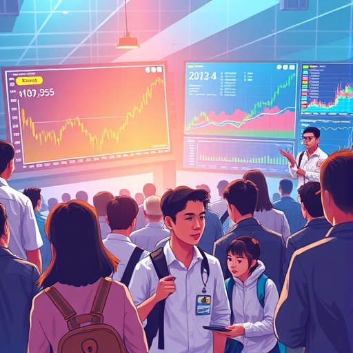 台灣外匯交易熱絡場景插畫