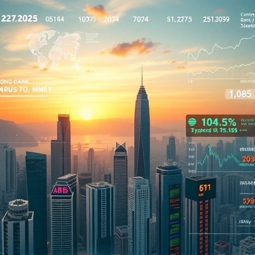 香港黎明時分的城市天際線,象徵金融與未來的交會