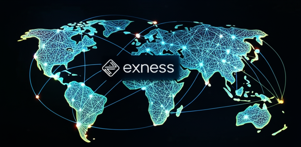 全球金融網絡插圖，展現 Exness 作為流動性核心的透明交易服務