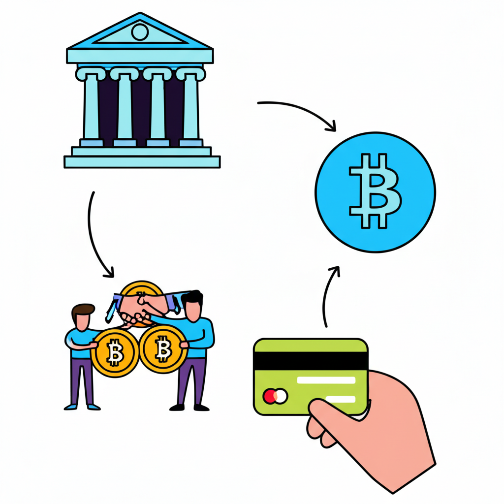虛擬貨幣出金三種方式插圖：銀行直提、P2P交易、加密支付卡