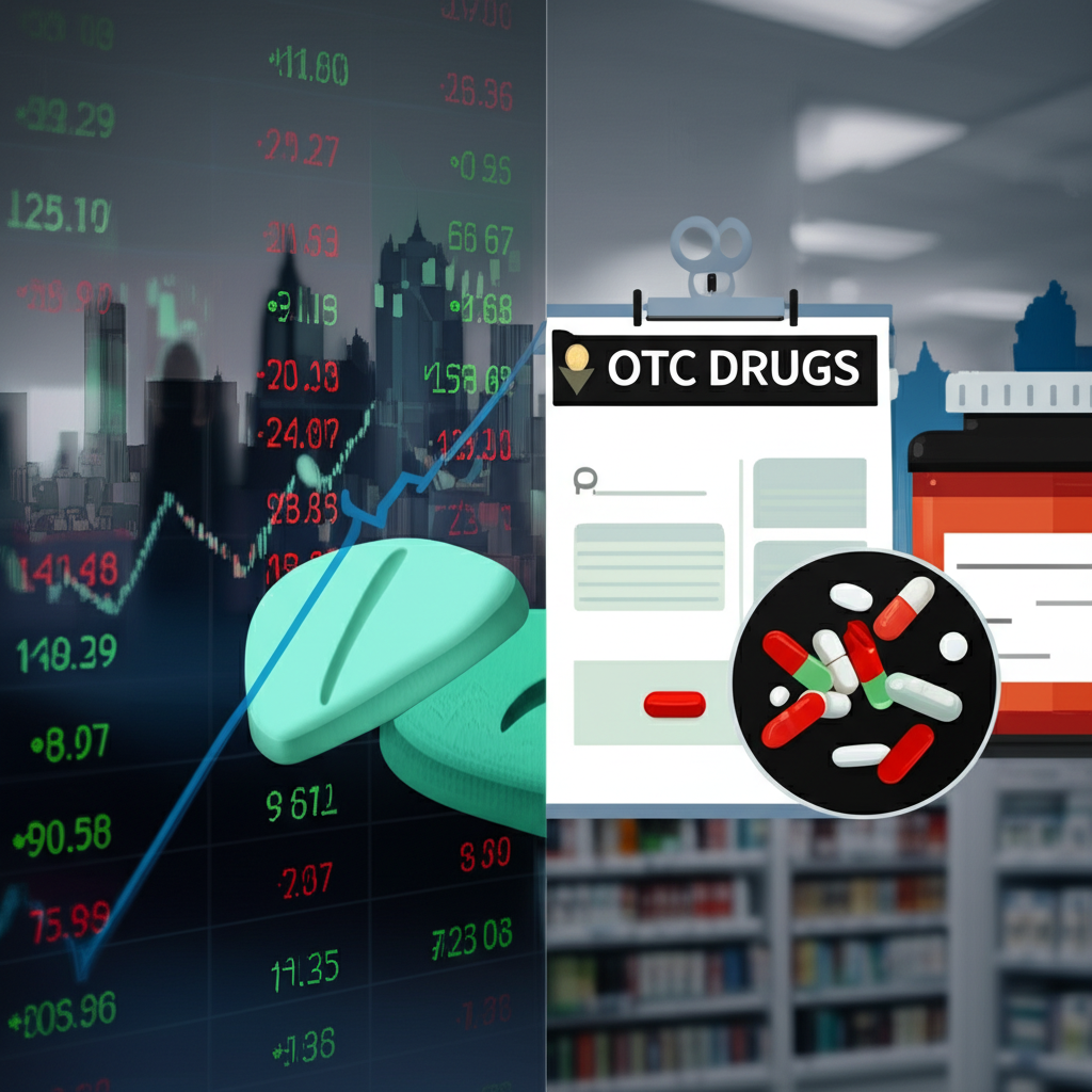 圖示區分金融OTC市場與藥品OTC，強調本文聚焦於股票與交易行為