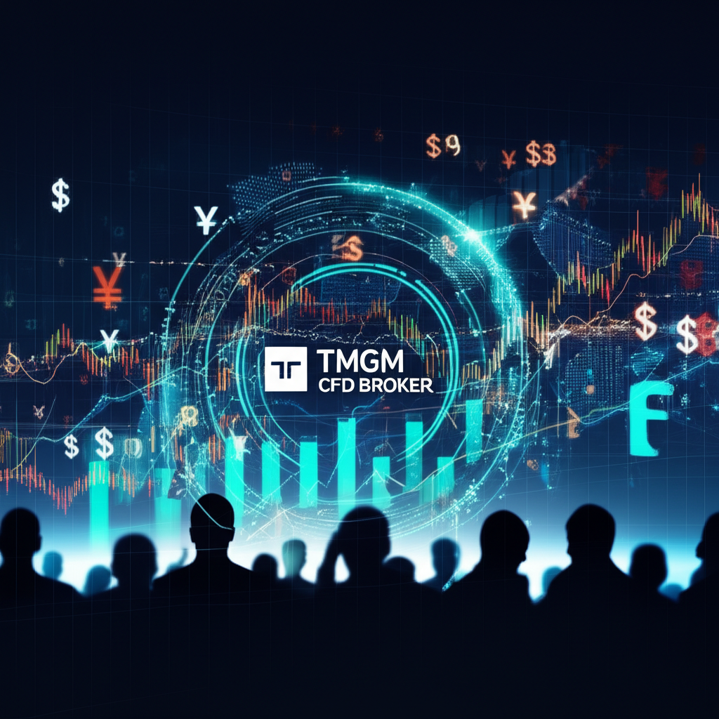 全球金融市場插圖，顯示數位圖表與TMGM作為領先CFD經紀商提供高效安全交易環境