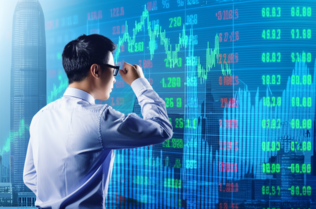 Hong Kong trader, forex chart, illustration