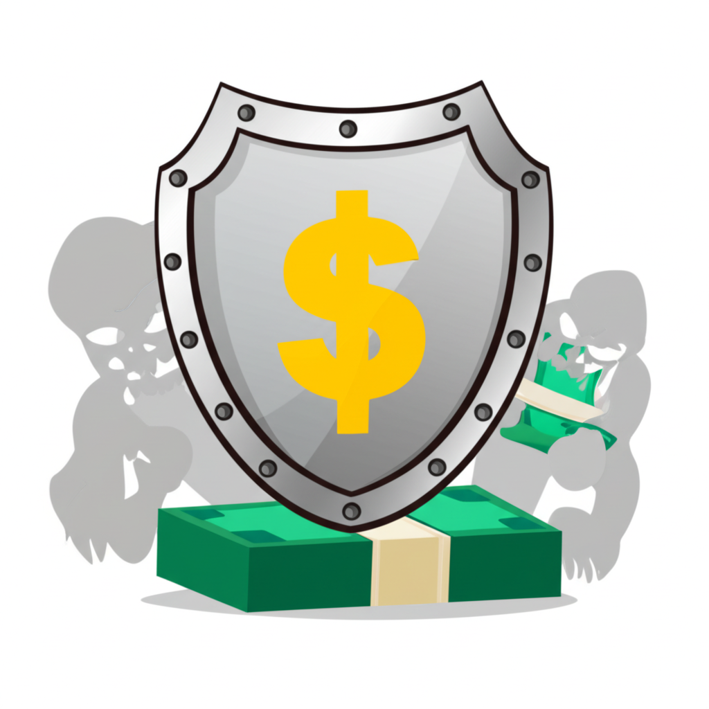防詐騙資金保護盾插畫