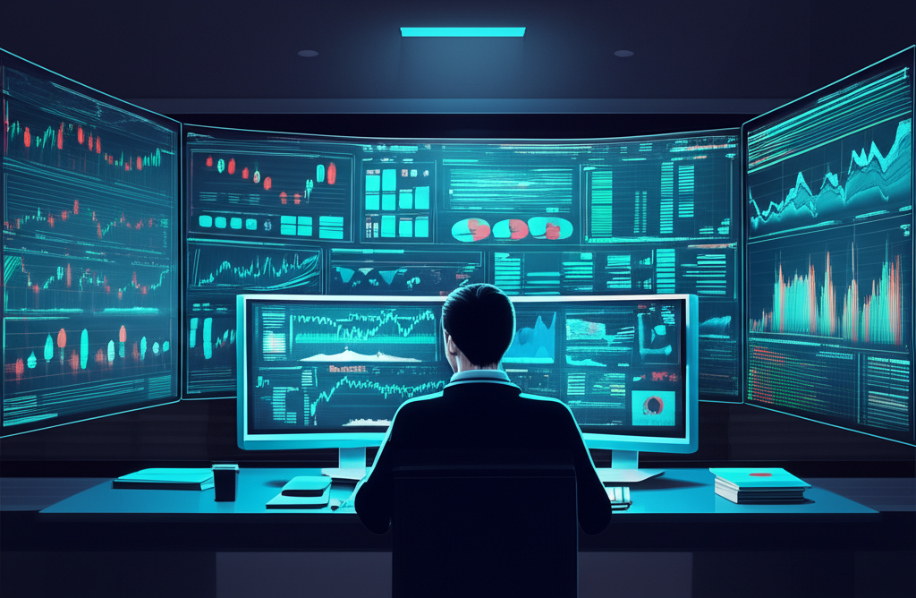 Thai investor analyzing forex data, VIP service, illustration
