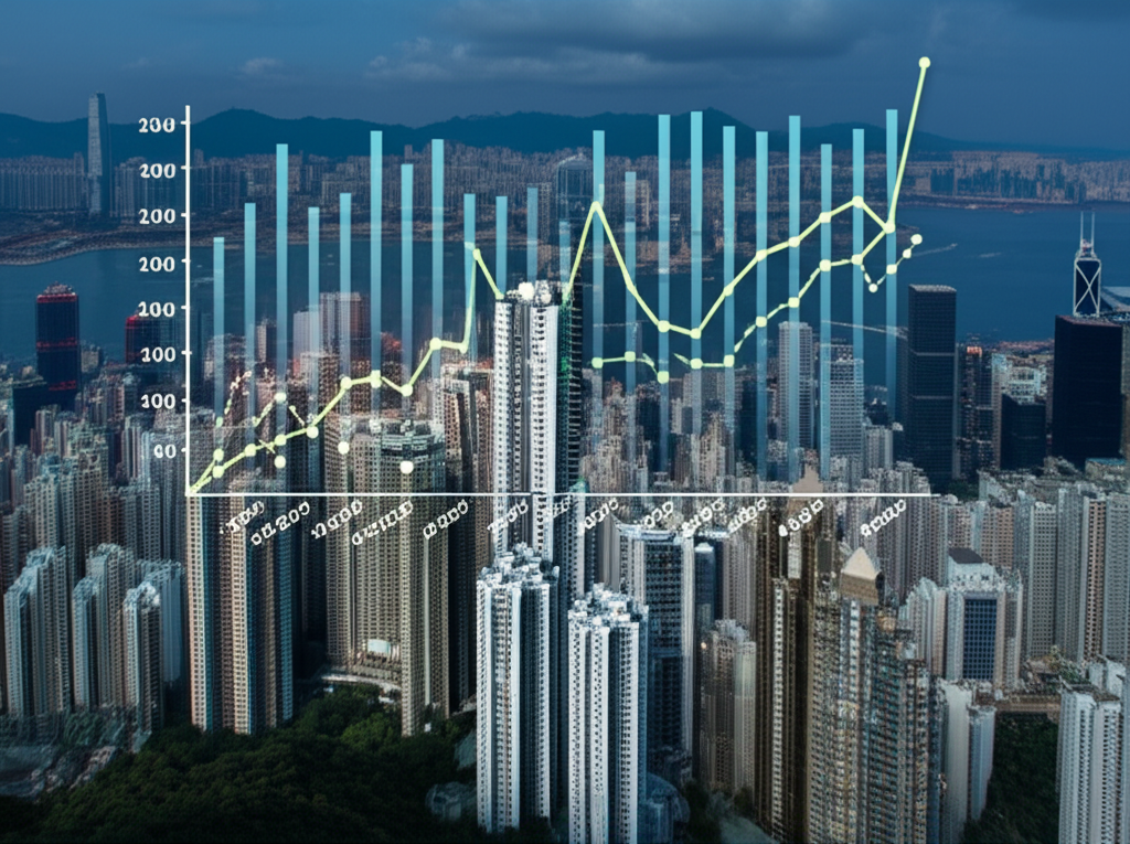 Floating spread graph, Hong Kong city, illustration