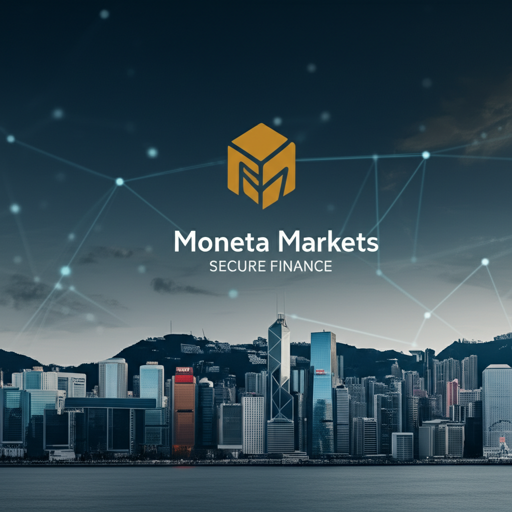 Moneta Markets 標誌融入香港天際線,象徵安全全球金融服務