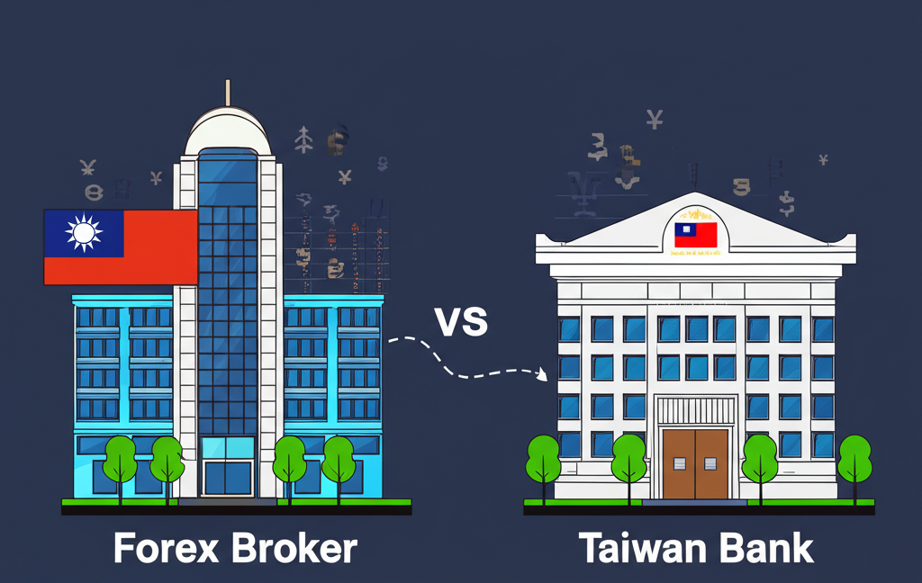 外匯經紀商與台灣銀行比較示意圖