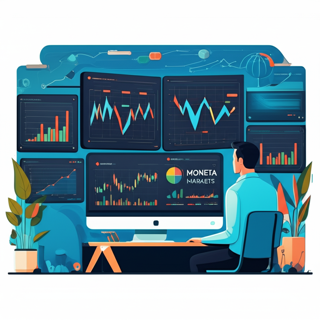 Global investor, charts, Moneta Markets, illustration